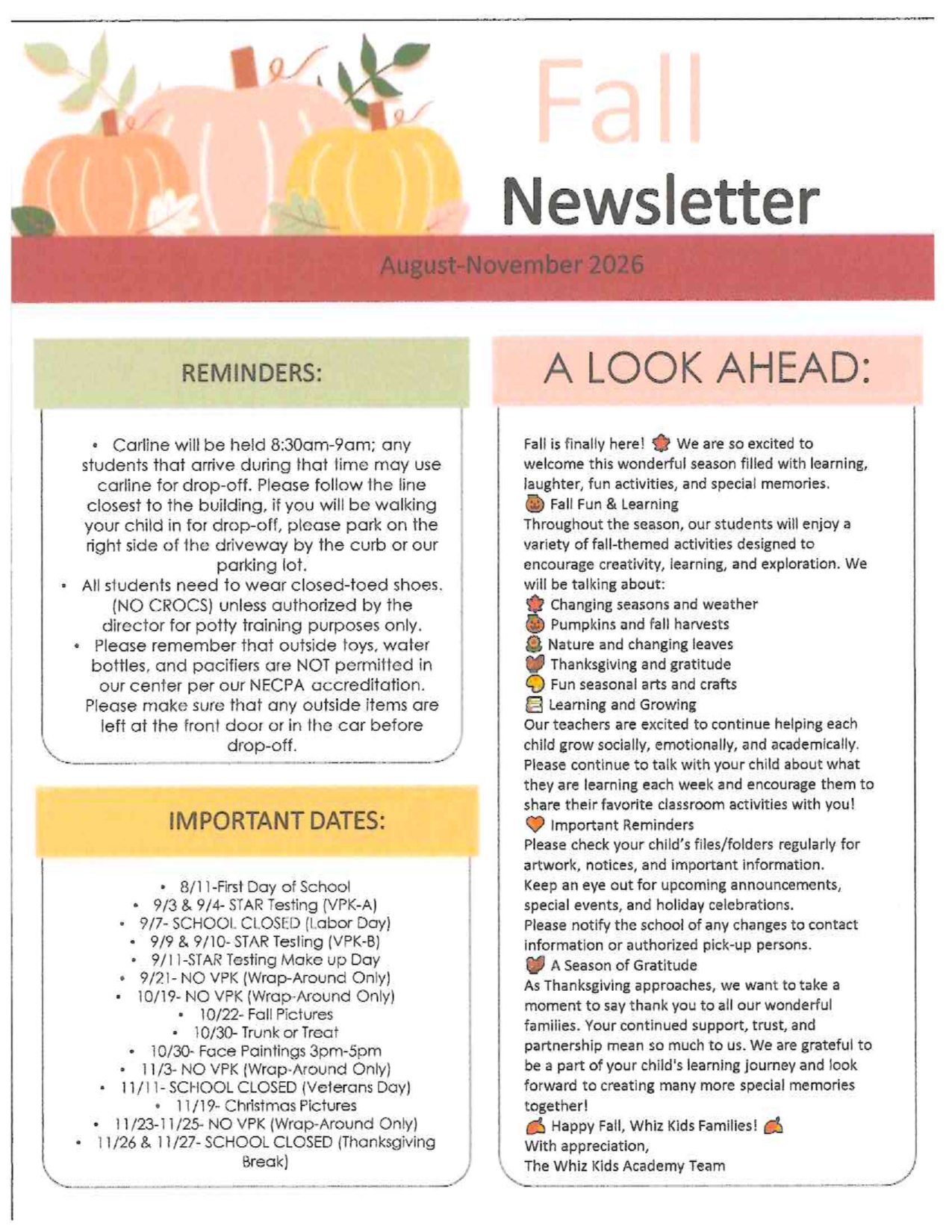 Fall 2026 Newsletter